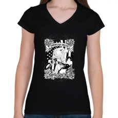 PRINTFASHION Amerikai álom - Női V-nyakú póló - Fekete