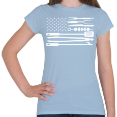 PRINTFASHION Amerikai életmód grill zászló - Női póló - Világoskék