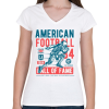 PRINTFASHION Amerikai foci - Női V-nyakú póló - Fehér