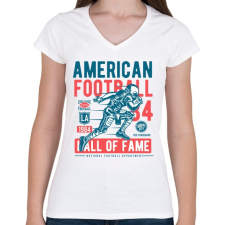 PRINTFASHION Amerikai foci - Női V-nyakú póló - Fehér amerikai futball felszerelés