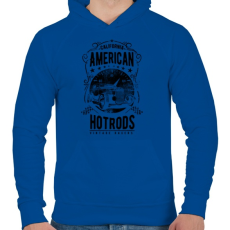 PRINTFASHION Amerikai Hotrods - Férfi kapucnis pulóver - Királykék