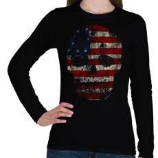 PRINTFASHION Amerikai koponya - Női hosszú ujjú póló - Fekete