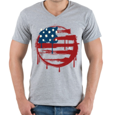 PRINTFASHION Amerikai Nemzet - Férfi V-nyakú póló - Sport szürke férfi póló