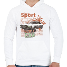 PRINTFASHION Amerikai retro sportautó - Férfi kapucnis pulóver - Fehér férfi pulóver, kardigán