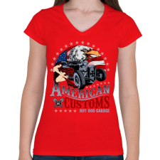 PRINTFASHION Amerikai szokás - Női V-nyakú póló - Piros női póló