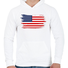 PRINTFASHION Amerikai zászló - Férfi kapucnis pulóver - Fehér