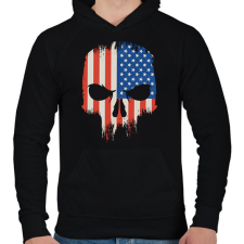 PRINTFASHION Amerikai zászló koponya USA - Férfi kapucnis pulóver - Fekete férfi pulóver, kardigán