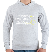 PRINTFASHION Ami igazán boldoggá tesz - Férfi kapucnis pulóver - Sport szürke férfi pulóver, kardigán