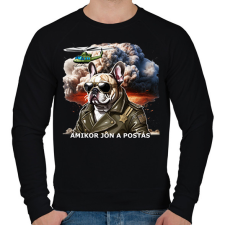 PRINTFASHION amikor jön a postás - franciabuci - Férfi pulóver - Fekete férfi pulóver, kardigán