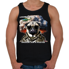 PRINTFASHION amikor jön a postás - mopsz - Férfi atléta - Fekete atléta, trikó