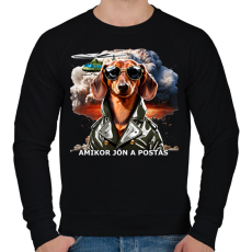 PRINTFASHION amikor jön a postás - TACSKÓ #2 - Férfi pulóver - Fekete