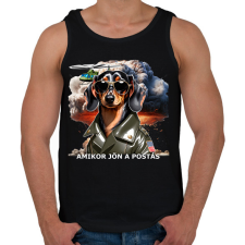 PRINTFASHION amikor jön a postás - TACSKÓ - Férfi atléta - Fekete atléta, trikó