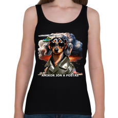 PRINTFASHION amikor jön a postás - TACSKÓ - Női atléta - Fekete