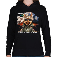 PRINTFASHION amikor jön a postás - YORKIE - Női kapucnis pulóver - Fekete női pulóver, kardigán