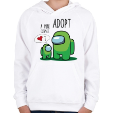 PRINTFASHION Among us adopt a mini crewmate - Gyerek kapucnis pulóver - Fehér