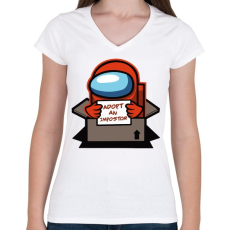 PRINTFASHION Among us- adoptálj imposztort - Női V-nyakú póló - Fehér