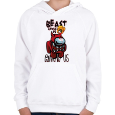 PRINTFASHION Among us beast among us - Gyerek kapucnis pulóver - Fehér gyerek pulóver, kardigán