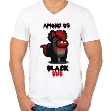 PRINTFASHION Among us Black sus - Férfi V-nyakú póló - Fehér férfi póló