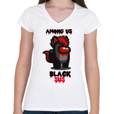 PRINTFASHION Among us Black sus - Női V-nyakú póló - Fehér női póló