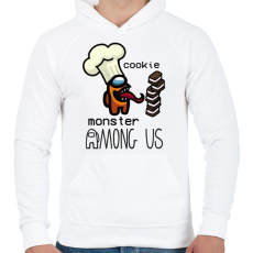 PRINTFASHION Among us - Cookie monster - Férfi kapucnis pulóver - Fehér