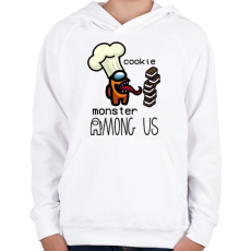 PRINTFASHION Among us - Cookie monster - Gyerek kapucnis pulóver - Fehér