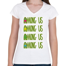 PRINTFASHION Among us felirat  - Női V-nyakú póló - Fehér női póló