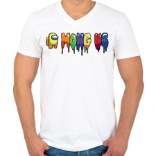 PRINTFASHION Among Us - Férfi V-nyakú póló - Fehér férfi póló