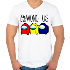 PRINTFASHION Among us - Férfi V-nyakú póló - Fehér férfi póló
