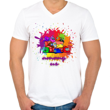 PRINTFASHION Among us - Férfi V-nyakú póló - Fehér férfi póló