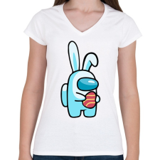 PRINTFASHION Among us - Húsvéti nyúl - Női V-nyakú póló - Fehér női póló