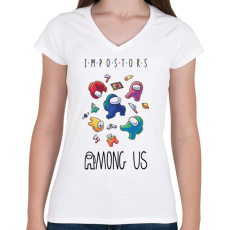 PRINTFASHION Among us - impostors among us - Női V-nyakú póló - Fehér