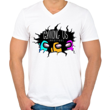PRINTFASHION Among us impostors hole  - Férfi V-nyakú póló - Fehér férfi póló