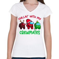 PRINTFASHION Among Us - Karácsony - Női V-nyakú póló - Fehér