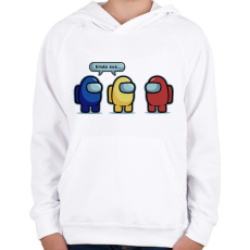 PRINTFASHION Among us kinda SUS - Gyerek kapucnis pulóver - Fehér