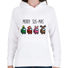 PRINTFASHION Among us merry sus-mas - Női kapucnis pulóver - Fehér