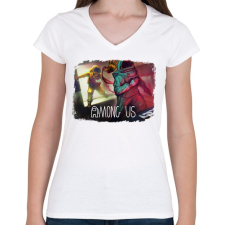 PRINTFASHION Among Us - Női V-nyakú póló - Fehér női póló