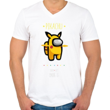 PRINTFASHION Among us Pikachu 2 premium skin set - Férfi V-nyakú póló - Fehér férfi póló