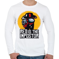 PRINTFASHION Among us Red is the impostor - Férfi hosszú ujjú póló - Fehér férfi póló