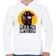 PRINTFASHION Among us Red is the impostor - Férfi kapucnis pulóver - Fehér férfi pulóver, kardigán