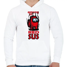 PRINTFASHION Among us red sus  - Férfi kapucnis pulóver - Fehér férfi pulóver, kardigán
