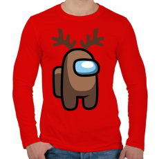 PRINTFASHION Among us rénszarvas - Férfi hosszú ujjú póló - Piros