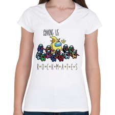 PRINTFASHION Among us Rock - rockmates - Női V-nyakú póló - Fehér női póló