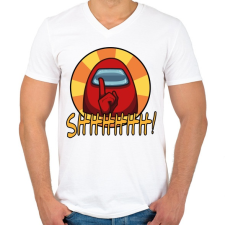 PRINTFASHION Among us SHHHHHH! - Férfi V-nyakú póló - Fehér férfi póló