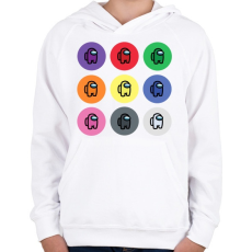 PRINTFASHION Among us - Színes crewmates - Gyerek kapucnis pulóver - Fehér