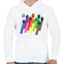 PRINTFASHION Among Us - Színes minta - Férfi kapucnis pulóver - Fehér férfi pulóver, kardigán