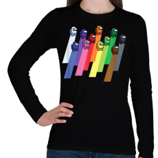 PRINTFASHION Among Us - Színes minta - Női hosszú ujjú póló - Fekete