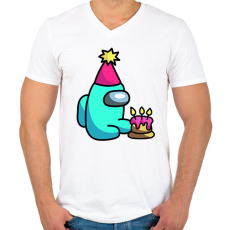 PRINTFASHION among us születésnap - Férfi V-nyakú póló - Fehér
