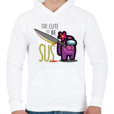 PRINTFASHION Among us - too CUTE to be SUS 2 - Férfi kapucnis pulóver - Fehér