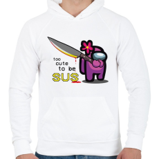PRINTFASHION Among us - too CUTE to be SUS - Férfi kapucnis pulóver - Fehér