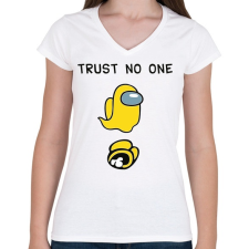 PRINTFASHION Among us Trust no one - Női V-nyakú póló - Fehér női póló